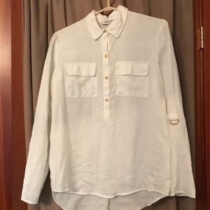 Ellen Tracy linen white blouse